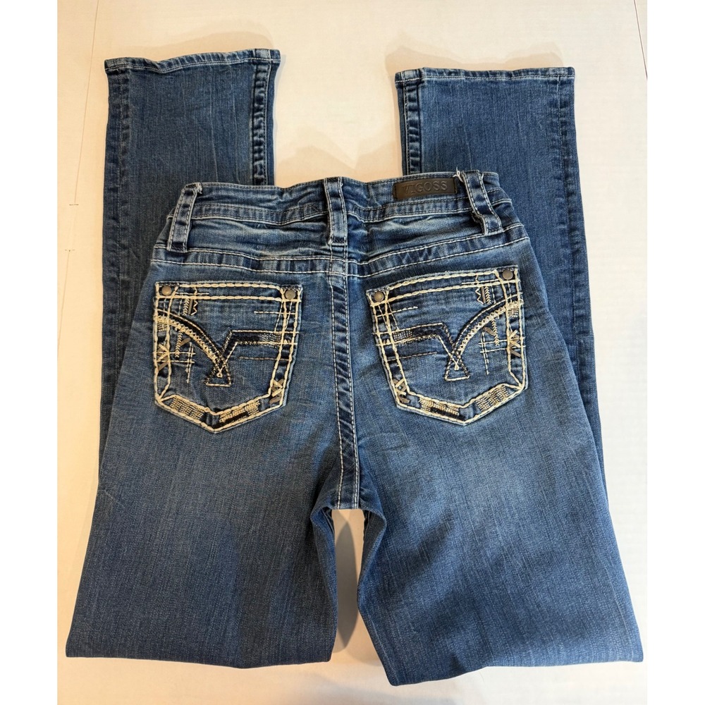 Vigoss Slim Boot Jeans Womens 2 Medium Wash Embroidered Bootcut Denim